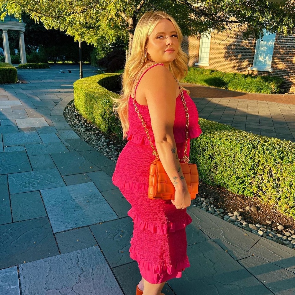 Worn Once Pink Maxi Ruffle Dress!